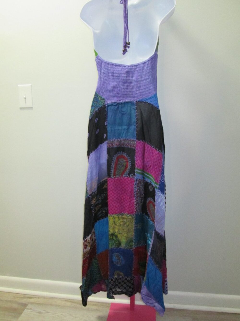 Purple Patchwork Boho Ananta Halter Dress NWT Sz OS - Picture 9 of 10